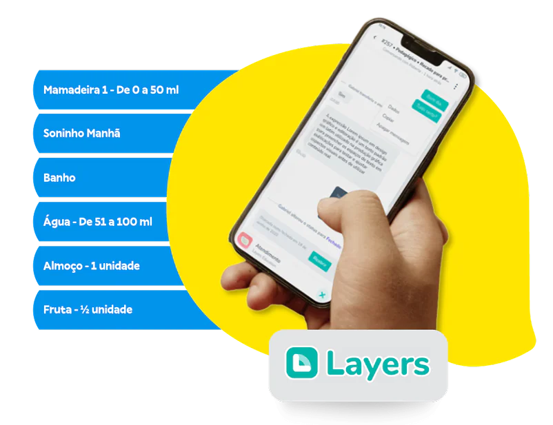 App da Aquarela School para acompanhamento da rotina do bebê