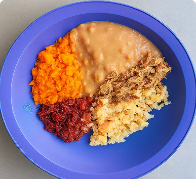 Prato consistência 2 — amassado com pequenos pedaços